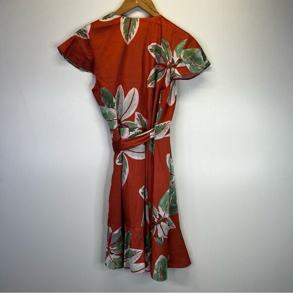 Hutch Britton Satin Mini Wrap dress orange multicolor - S - Picture 9 of 13